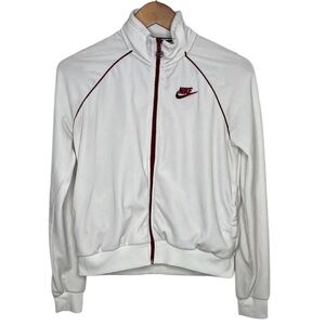 Nike White Velour Zip Tracksuit Jacket Women Size M Blemish